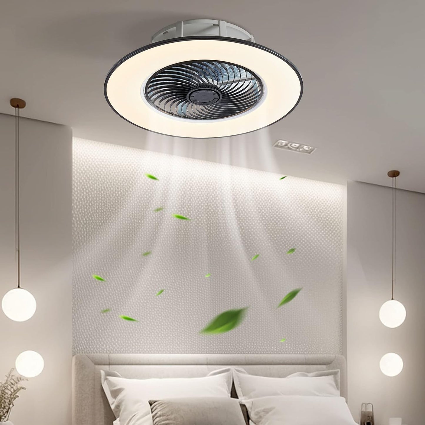 Ceiling lamp RGB with fan - including remote control &amp; App