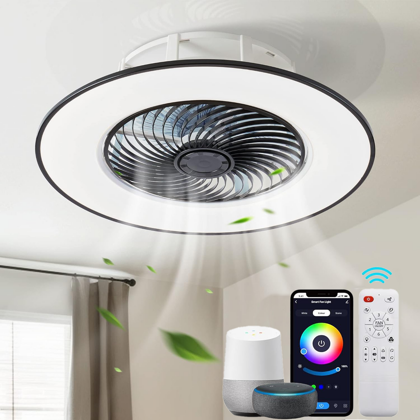 Plafondlamp RGB met ventilator - inclusief afstandsbediening & App