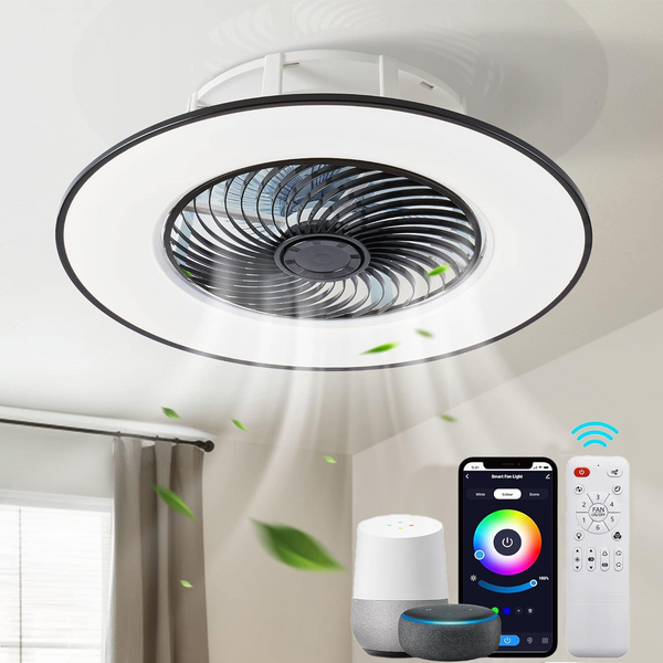 Ceiling lamp RGB with fan - including remote control &amp; App