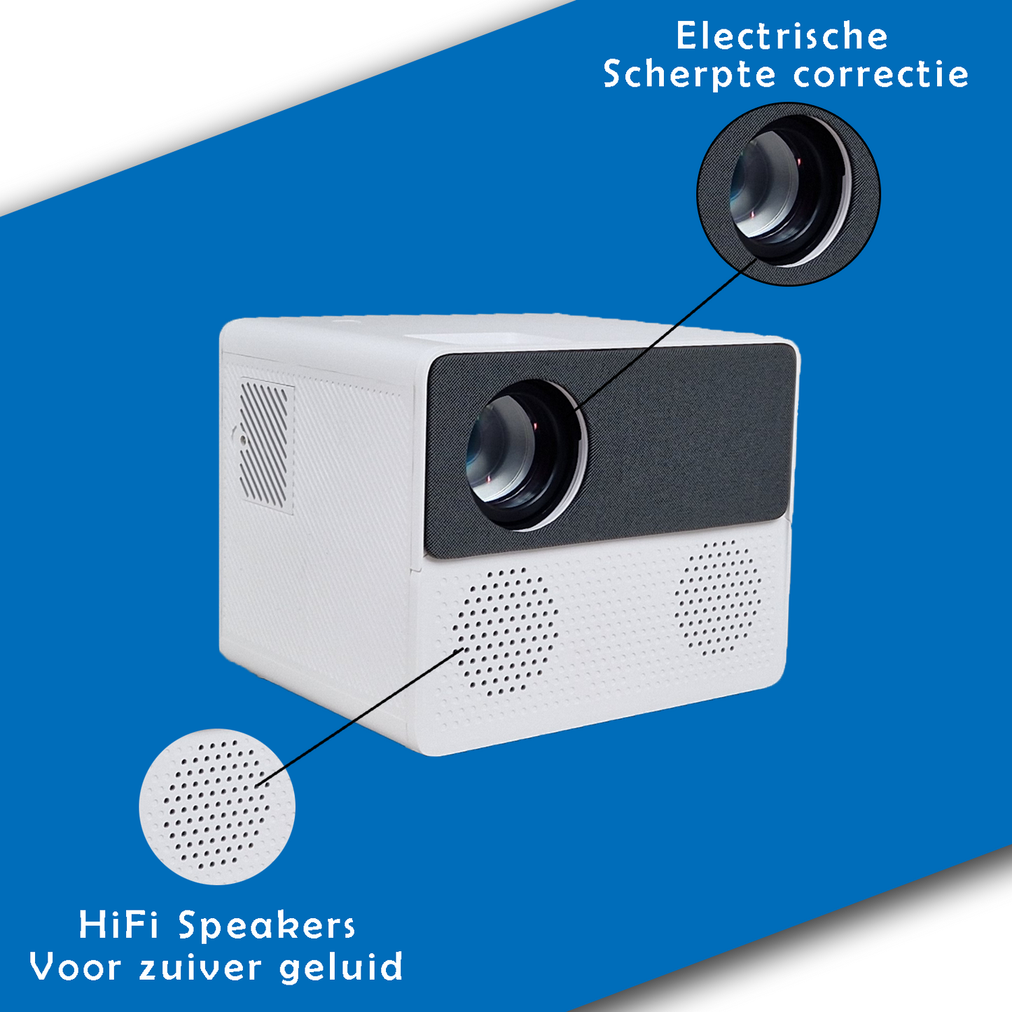Portable projector with built-in speakers 