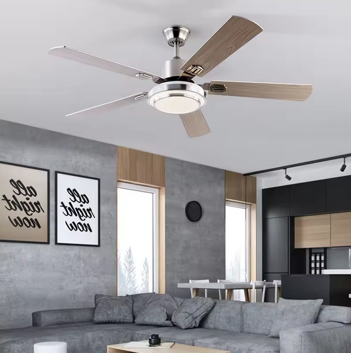 Ceiling fan with remote control and modern LED lighting