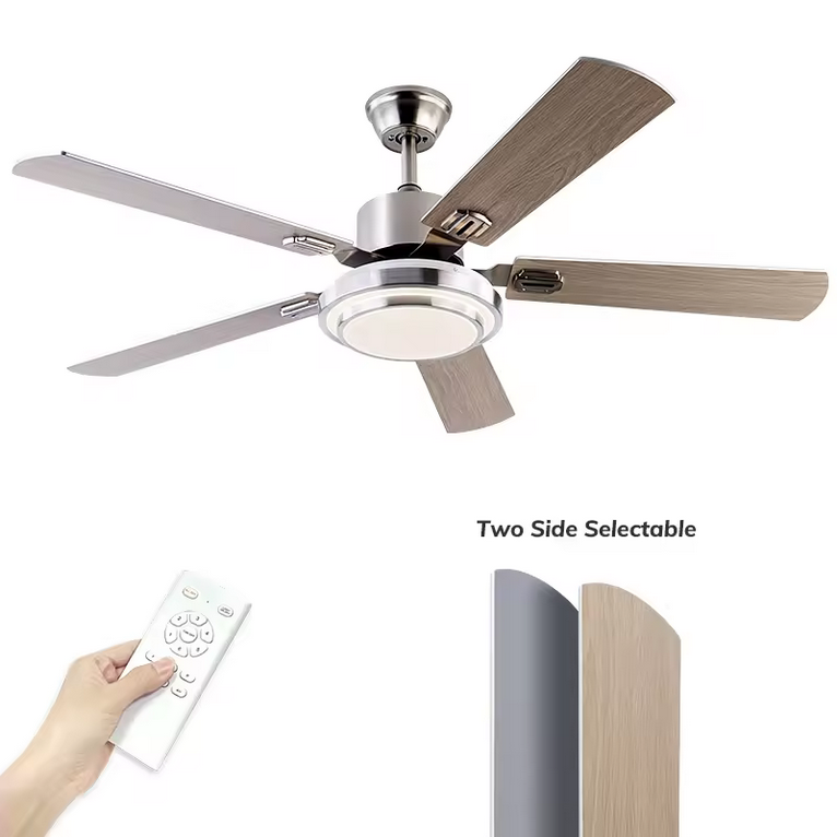 Ceiling fan with remote control and modern LED lighting