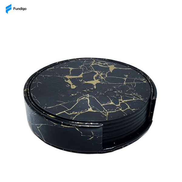 Trendy coasters for glasses marble look Black Gold Fundigo